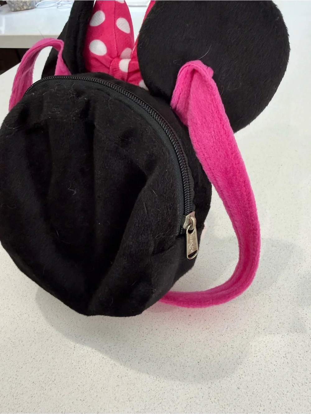 Disney Minnie Mouse Plush Crossbody Bag in Pink and Black